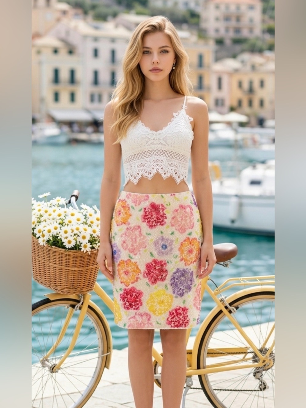 Elie Tahari Multicolor Floral sequin Skirt